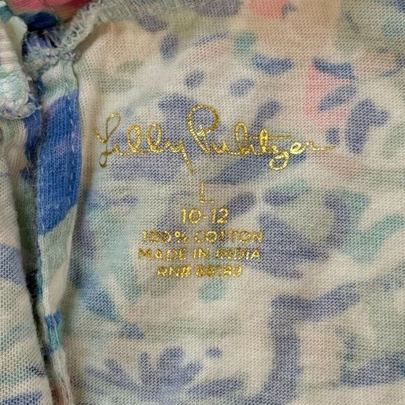 Lilly Pulitzer Flutter Sleeve Blue Pink Paisley Romper - Kids US 10/12 L - Picture 8 of 8